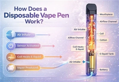ปากกา vape ที่ใช้แล้วทิ้งทำงานอย่างไร?